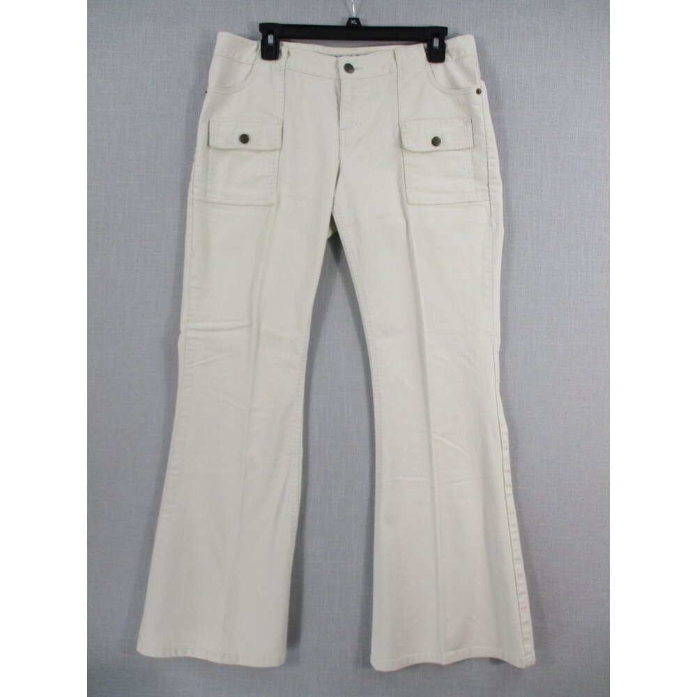Mudd Womens Beige Cargo Pants Size 13 Cotton Blend Flared Leg Casual Style‎